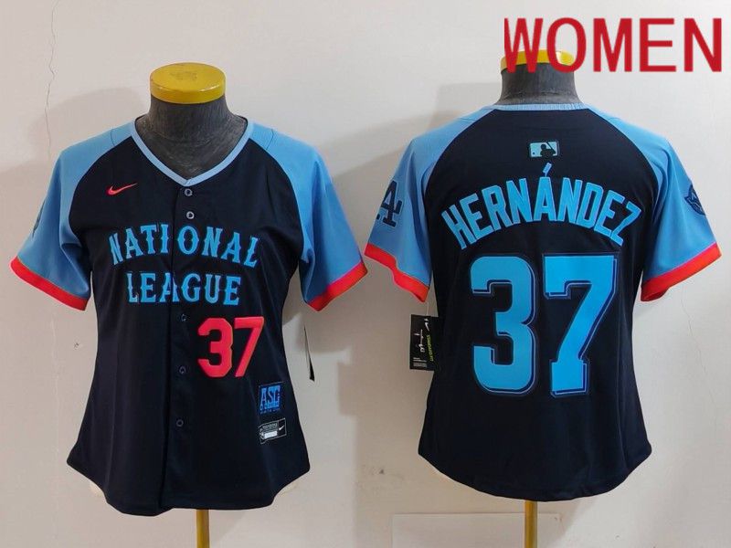 Women Los Angeles Dodgers #37 Hernandez Blue All star 2024 Nike MLB Jersey style 3->women mlb jersey->Women Jersey